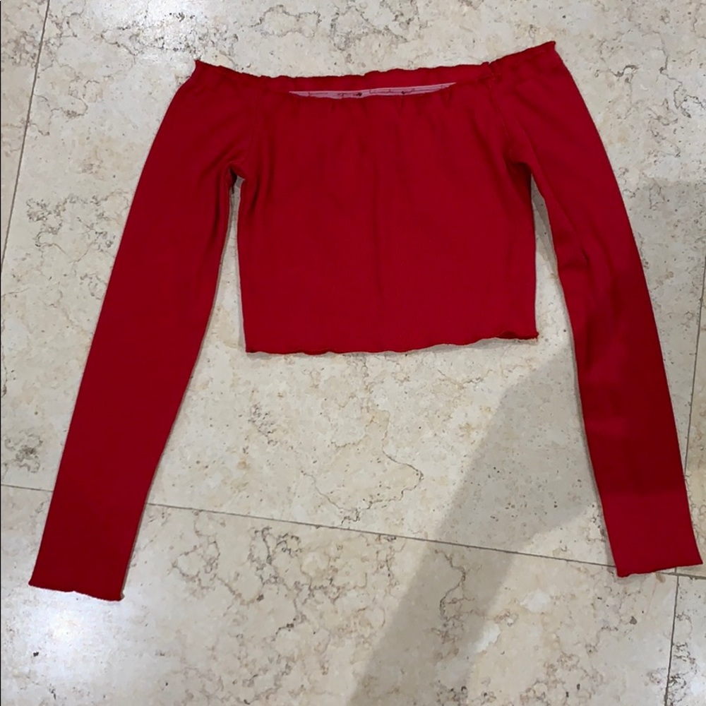 Red Long sleeve Shein Crop Tube Top